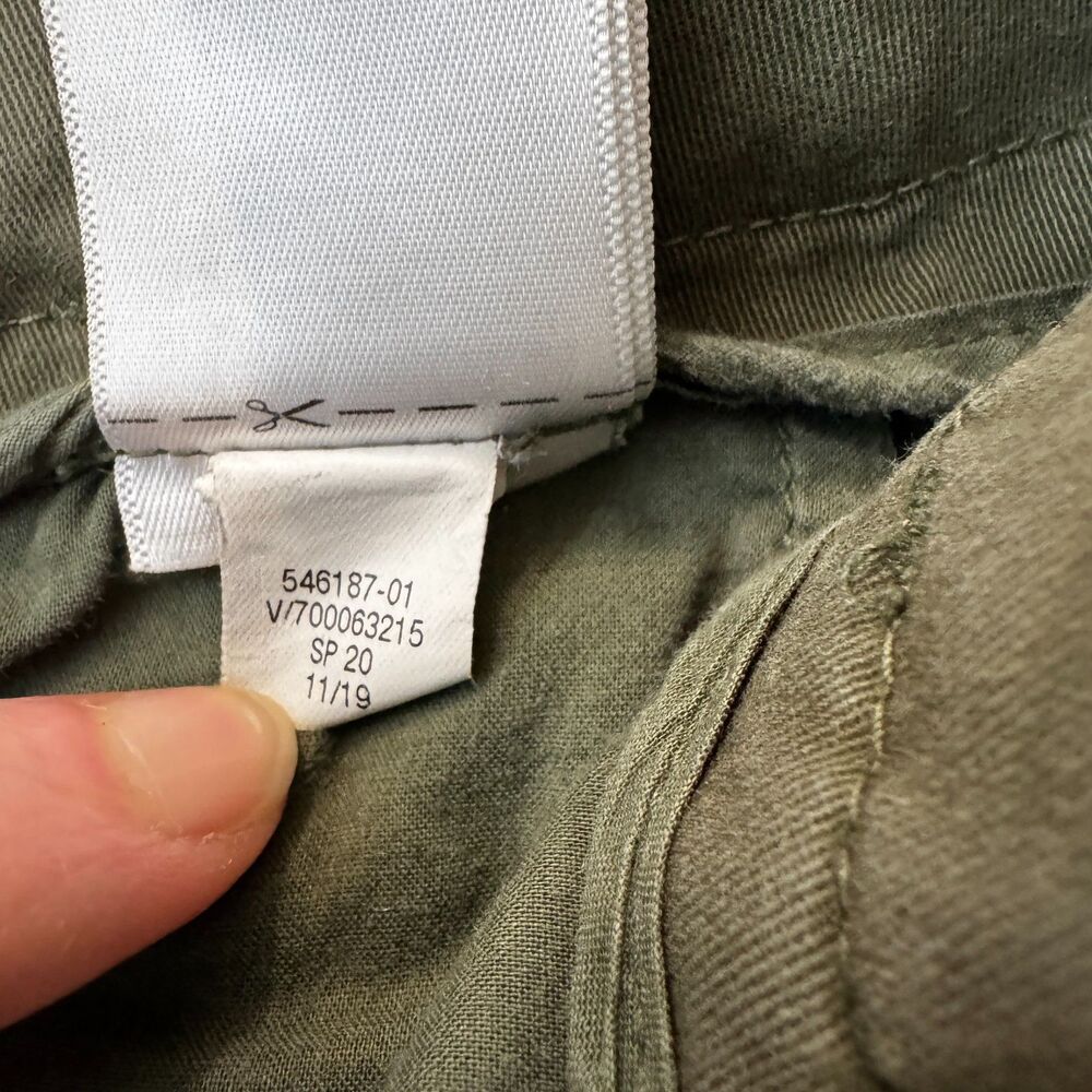 Banana Republic Olive Green Barrel Leg Crop Twill Belted Paper Bag High Waist 2 - Picture 10 of 16